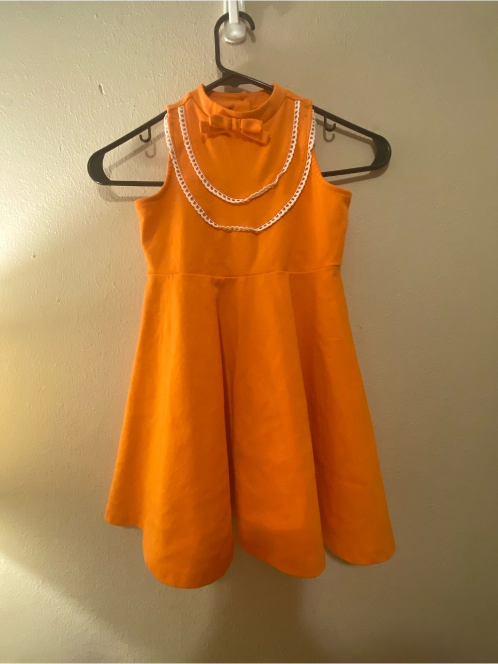 Janie And Jack Girl’s Sz5 Orange Ponte Sleeveless Dress With Eyelet Trim